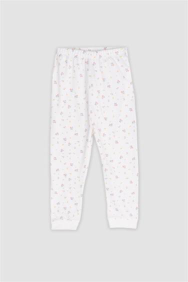 طقم بيجاما بيبي بناتي فلورال قصة عادية - قطعتين