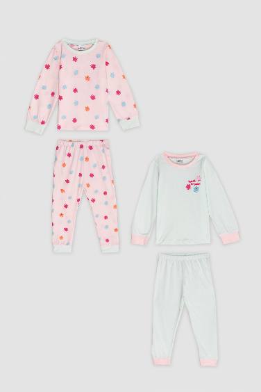 Baby Girl Food Printed Cotton 4 Piece Pajama Set