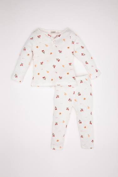 Ensemble Pyjamas à Manches Longues à motifs de Fruits Col Boutonné  pour BéBé Fille