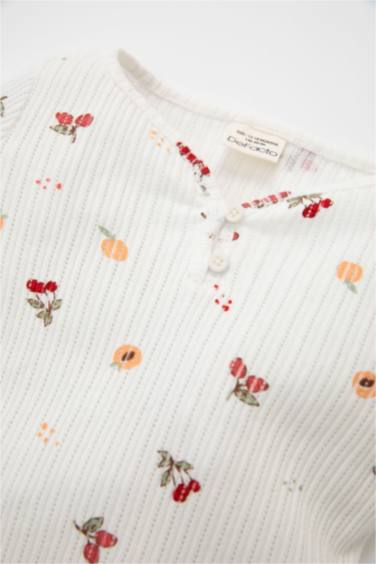 Ensemble Pyjamas à Manches Longues à motifs de Fruits Col Boutonné pour BéBé Fille