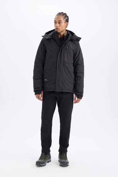 DeFactoFit Su İtici Rüzgar Geçirmez Kapüşonlu Polar Astarlı Ultra Korumalı Sıcak Tutan Kayak Montu