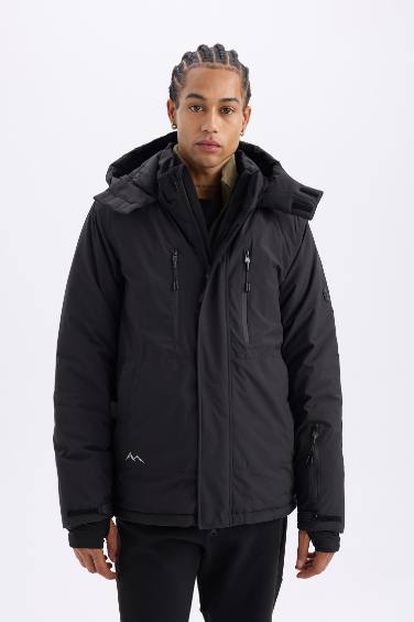 DeFactoFit Su İtici Rüzgar Geçirmez Kapüşonlu Polar Astarlı Ultra Korumalı Sıcak Tutan Kayak Montu