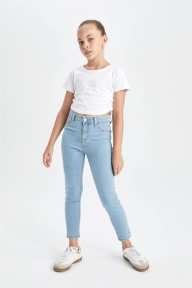 Girl Crop Crew Neck Basic T-Shirt