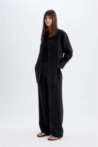 Regular Fit Linen Long Sleeve Shirt Tunic