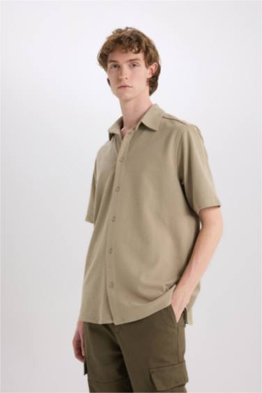 Chemise en coton à manches courtes Coupe régulière