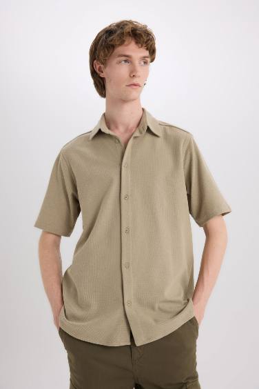 Chemise en coton à manches courtes Coupe régulière