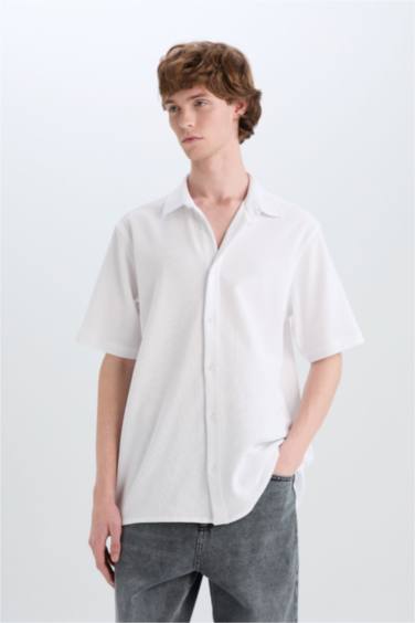 Chemise en coton à manches courtes Coupe régulière