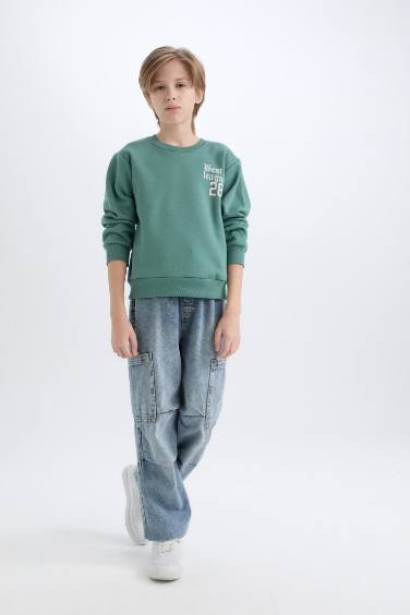 Свитшот оверсайз с принтом на спине для мальчиков