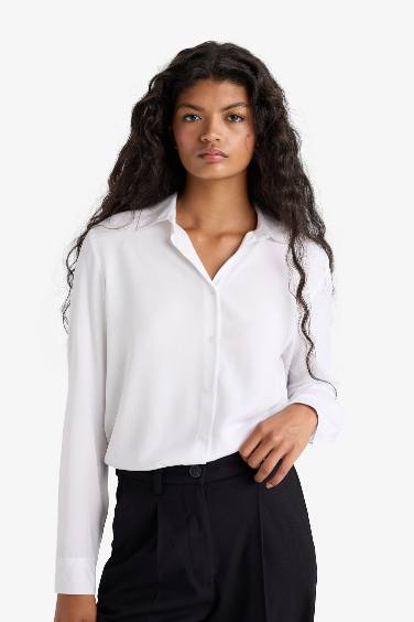 Regular Fit Shirt Collar Long Sleeve Shirt