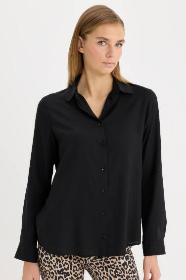 Oversize Fit Shirt Collar Long Sleeve Shirt