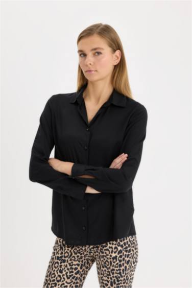 Oversize Fit Shirt Collar Long Sleeve Shirt