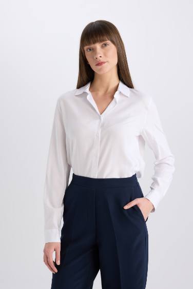 Oversize Fit Shirt Collar Long Sleeve Shirt