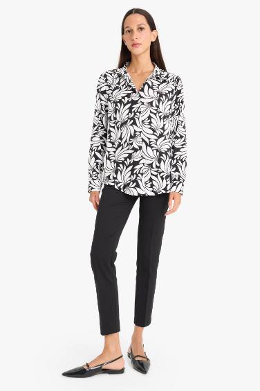 Regular Fit Shirt Collar Printed Long Sleeve Shirt