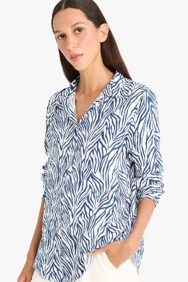 Regular Fit Shirt Collar Printed Long Sleeve Shirt