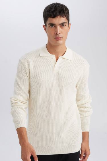 Pull en tricot à coupe standard et col Polo