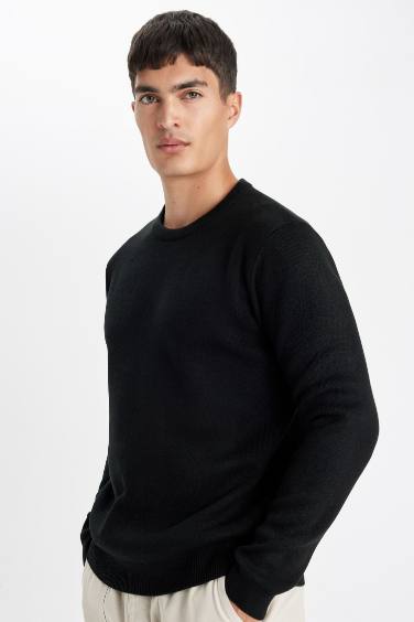 Standard Fit Crew Neck Basic Knitted Pullover