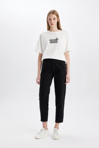 Oversize Fit Crew Neck Printed Short Sleeve T-Shirt