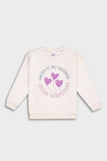 Baby Girl Regular Fit Slogan Printed Sweatshirt