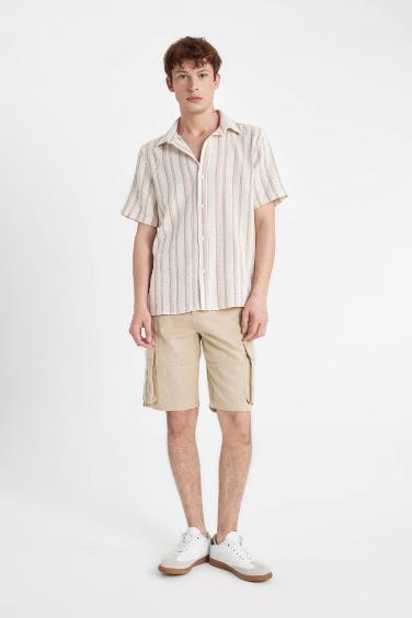 Regular Fit Yazlık Çizgili Kısa Kollu Gömlek