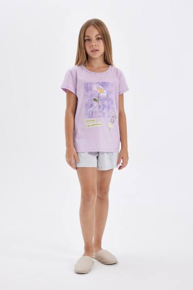 Girl Printed Short Sleeve 2 Piece Pajama Set