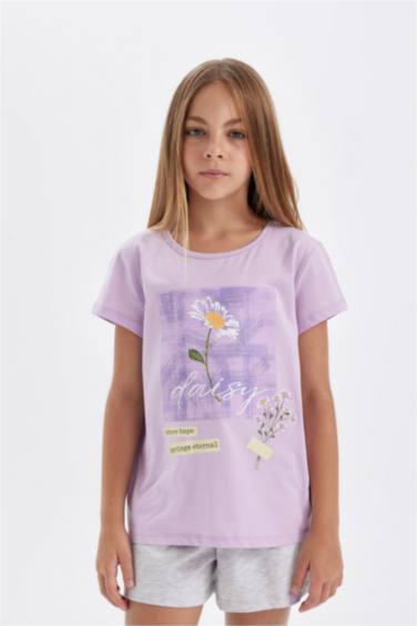 Girl Printed Short Sleeve 2 Piece Pajama Set