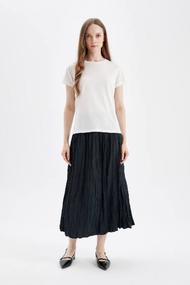 A Cut Satin Maxi Skirt