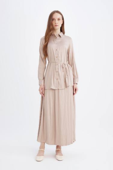 A Kesim Basic Düz Saten Maxi Etek