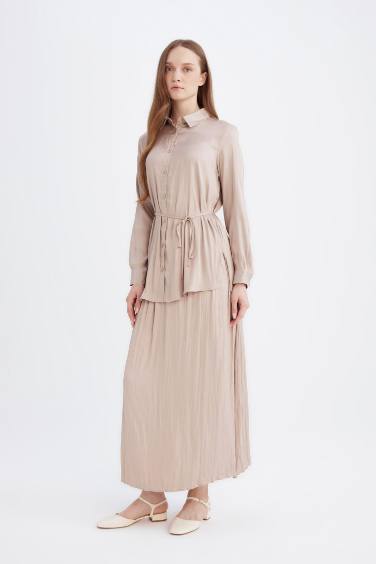 A Kesim Basic Düz Saten Maxi Etek