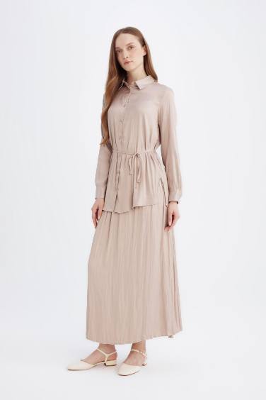 A Kesim Basic Düz Saten Maxi Etek