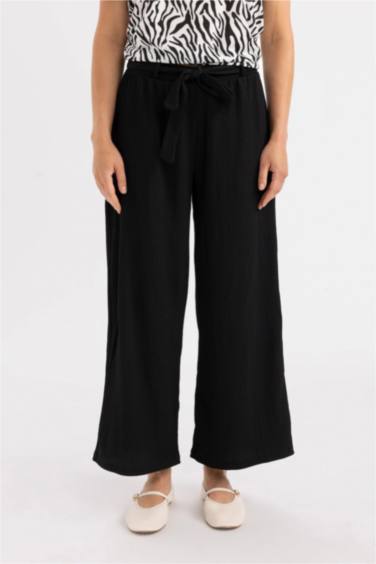 Pantacourt Capri Évasé à Jambes Large à Plis