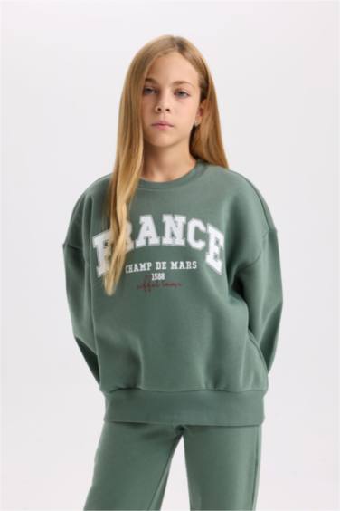 Girl Printed Sweatshirt Sweatpants 2 Piece Set