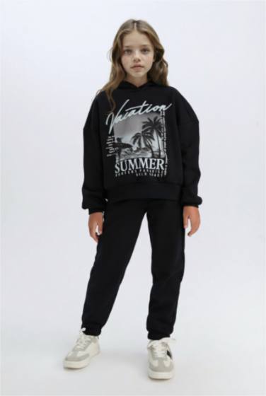 Ensemble pour fille : sweat à capuche imprimé et jogging