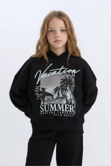 Ensemble pour fille : sweat à capuche imprimé et jogging