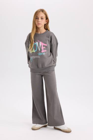 Girl Printed Sweatshirt Jogger Sweatpants 2 Piece Set