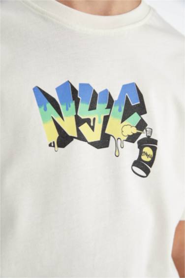 Boy Crew Neck Embroidered Short Sleeve T-Shirt