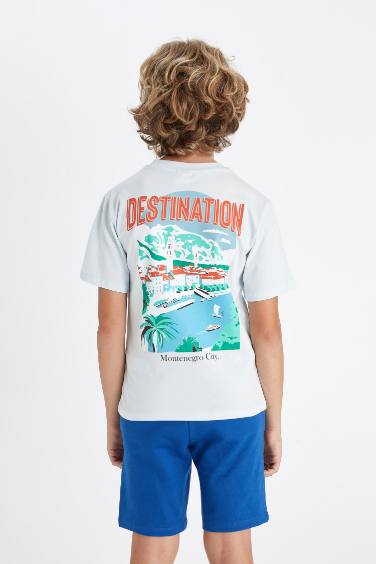 Boy Crew Neck Back Printed Short Sleeve T-Shirt