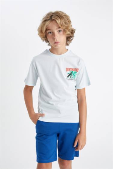 T-Shirt À Manches Courtes Imprimé à Col Rond pour Garçon