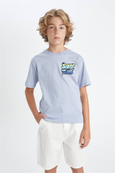 T-Shirt À Manches Courtes Imprimé à Col Rond pour Garçon