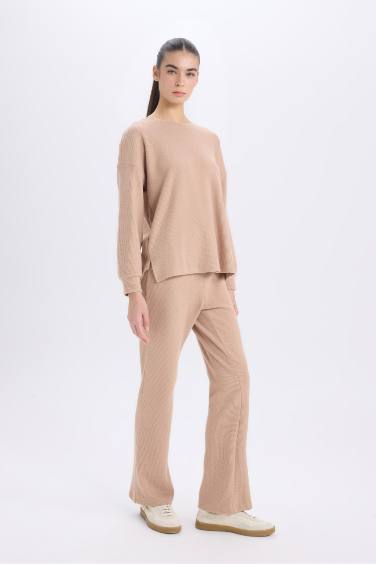 Regular Fit Basic Top Bottom 2 Piece Pajama Set