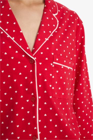 Yılbaşı Temalı Pijama Takımı Regular Fit Puantiyeli Uzun Kollu Üst Uzun Alt-Fall in Love