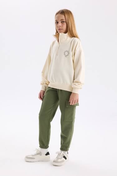 Girl Elastic Waist Leg Cargo Sweatpants