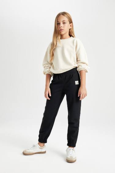 Girl Woven Labeled Jogger Sweatpants