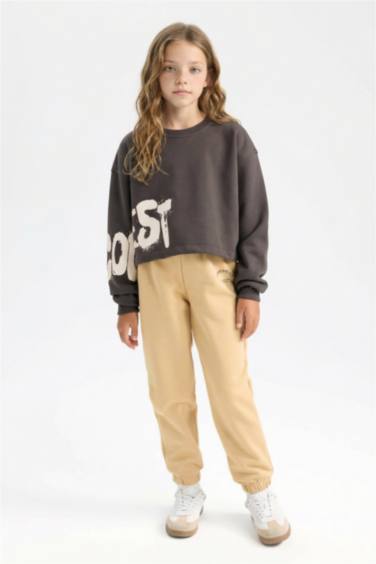 بنطلون بجامة رياضي بناتي جوجر قصة عادية ورجل مطاطي