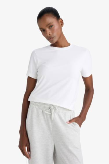 DeFactoFit Standard Fit Sports Basic White T-Shirt