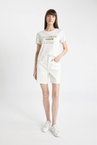 Regular Fit Crew Neck Printed Short Sleeve T-Shirt