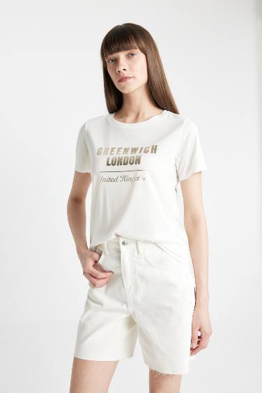 Regular Fit Crew Neck Printed Short Sleeve T-Shirt