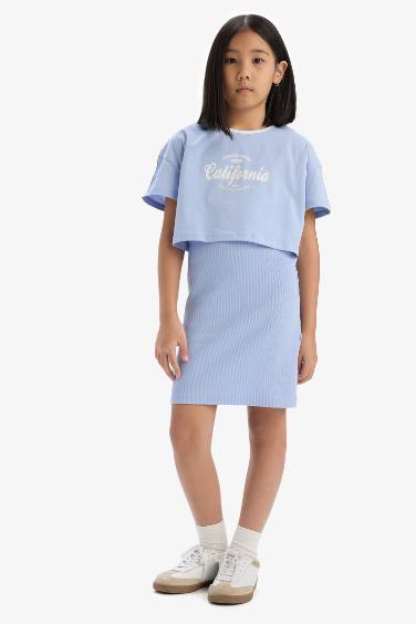 Ensemble de robe et t-shirt imprimé pour fille