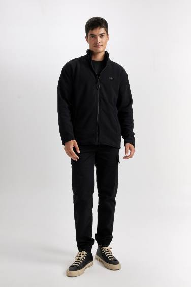 Relax Fit Dik Yaka Polar Fermuarlı Sweatshirt