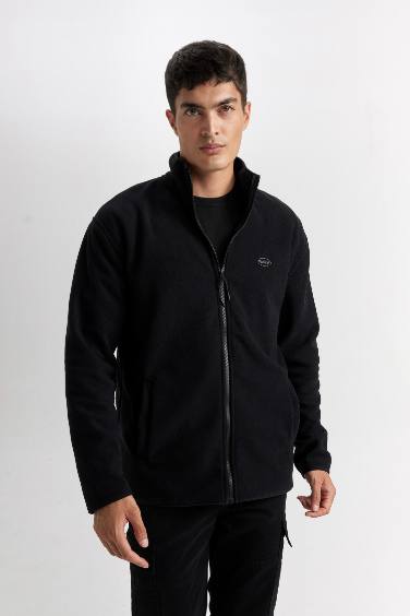 Relax Fit Dik Yaka Polar Fermuarlı Sweatshirt