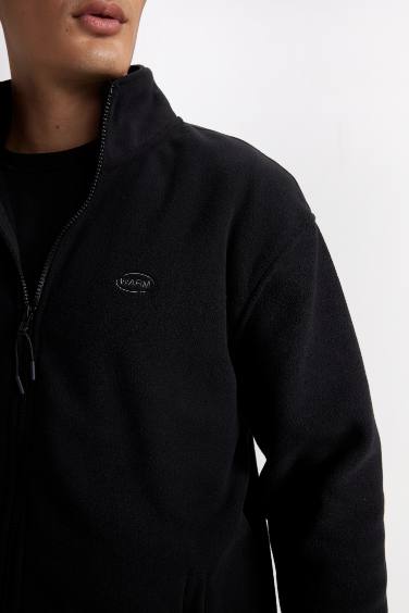 Relax Fit Dik Yaka Polar Fermuarlı Sweatshirt